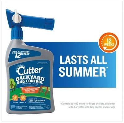 Cutter Backyard Bug Control Spray Concentrate, Fleas,Mosquito Repellent,32 fl oz