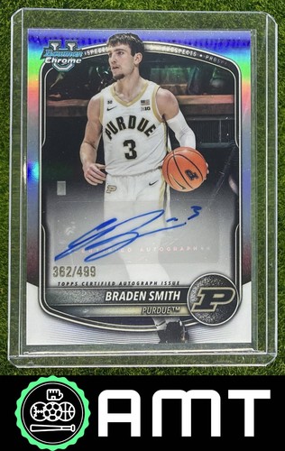Braden Smith 2025-26 Bowman 362/499 Chrome Prospect Auto Refractor Boilermakers