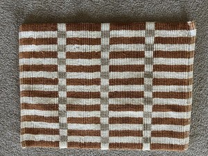World Market Orange Tan Off White Bath Mat Rectangular 20”x30”