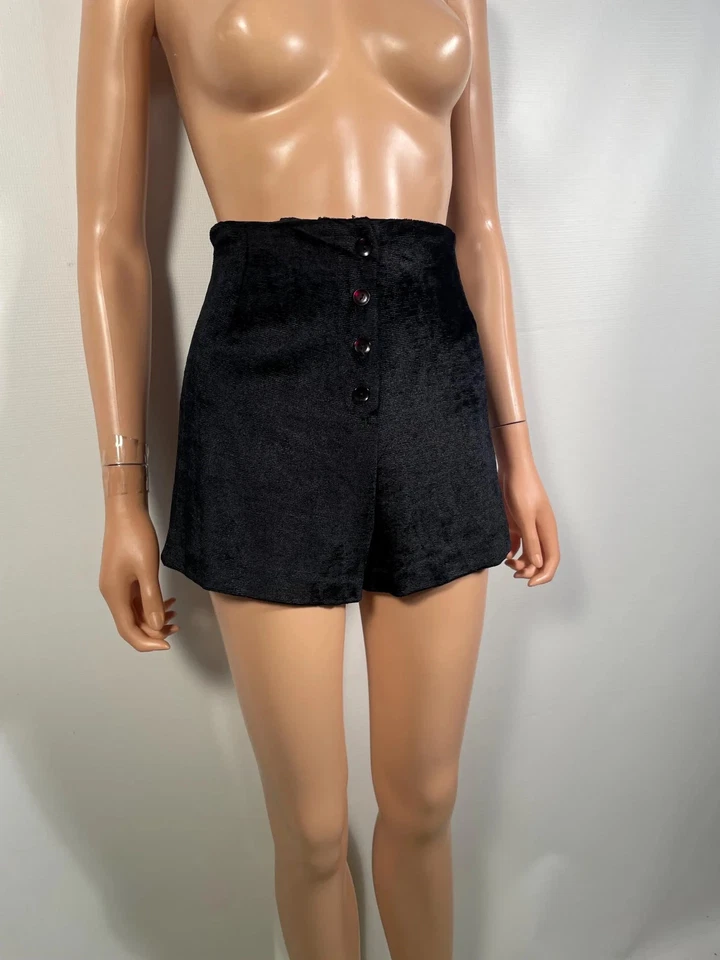 Vintage 60's Mod Black Velvet Gogo Hot Shorts Size 27 Waist - Image 3 of 4