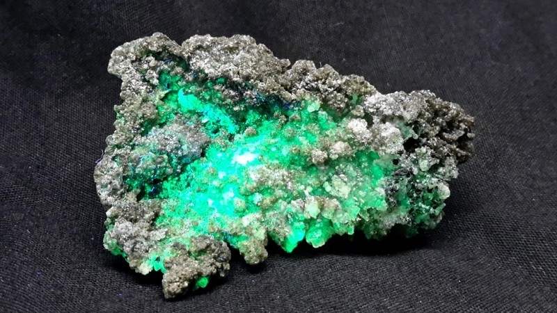 2" HYALITE OPAL on QUARTZ and GOETHITE from Erongo Massiff, Namibia FLUORESCENT 