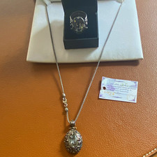 925 sterling silver necklace and ring made with Swarovski crystals set