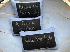 Primitive Christmas Winter Bowl Filler Tucks Set of 3 Prairie Nature Light