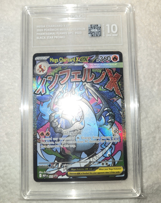 Pokémon TCG Mega Charizard X ex 023 Me: Mega Evolution Promo Holo TAG 10 HP360