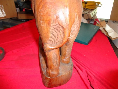 Vintage Holz feine handgeschnitzte Elefant Figur original alt 1967 H 17 L 14" - Bild 8 von 11