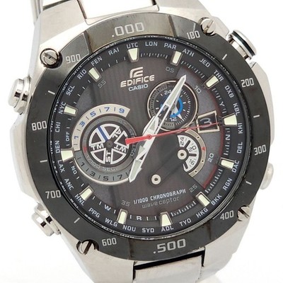 CASIO EDIFICE EQW-M1100 men Solar Quartz Black Dial Silver Watch