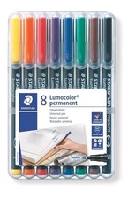 STAEDTLER Lumocolor Permanent Marker 8 Assorted Colour 0.6mm Tips Fine 318 WP8