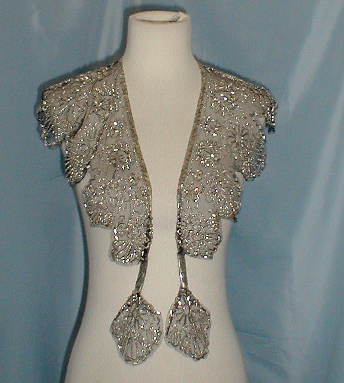 Exquisite Vintage 1920 Flapper Silver & Pearl Beaded Lace Collar