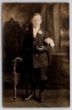 RPPC Young Boy Holy Communion c1915 Real Photo Postcard I31