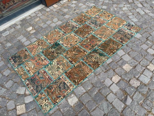 Patchwork Teppich, Vintage Teppich, Handarbeit Teppich, Vorleger, Wollteppich, Teppich 3,6 x 6,3 ft - Bild 1 von 10