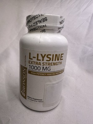 Bronson L-Lysine Extra Strength 1000 MG 100 Vegetarian Tablets Exp 9/26