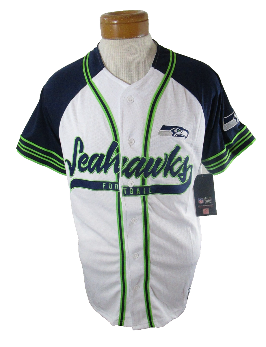 NWT Ultra Game Seattle Seahawks Button-Down Baseball Jersey L