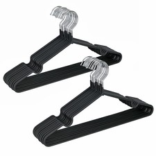 Amber Home 20 Pack 16" Non-Slip Rubber Coated Metal Suit Coat White, Black 