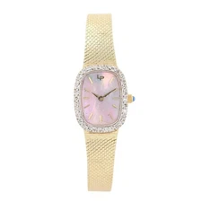 Lucien Piccard Mother of Pearl Dial Diamond 14k Yellow Gold Women's Wristwatch