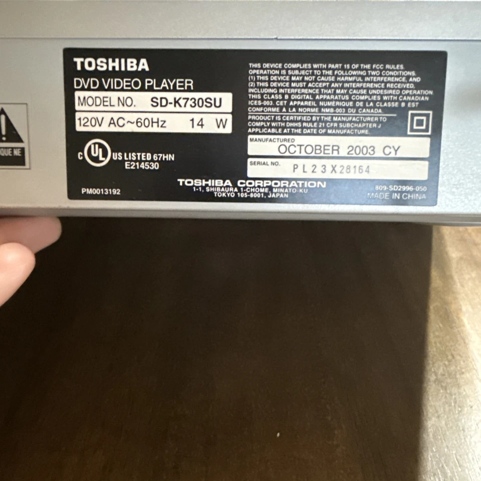 Toshiba DVD Player SD-K730 with Remote Tested & Working - Image 4 of 4