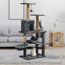 52" Tall Cat Tree Tower Condo with Sisal Scratching Post and Perch,Dark Gray