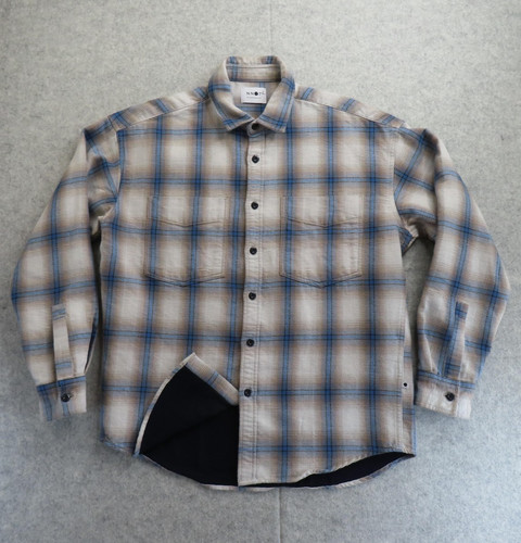 NN07 Deon Western Shirt Mens Small Beige Plaid Lined Long Sleeve Button Front