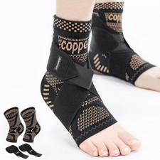 INDEEMAX Ankle Brace for Sprained Ankle Compression Sleeve, 2 Pack Copper