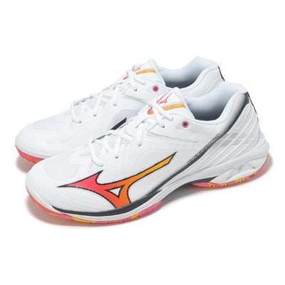Mizuno Wave Claw 3 Wide White Orange Men Unisex Badminton Shoes 71GA2443-35