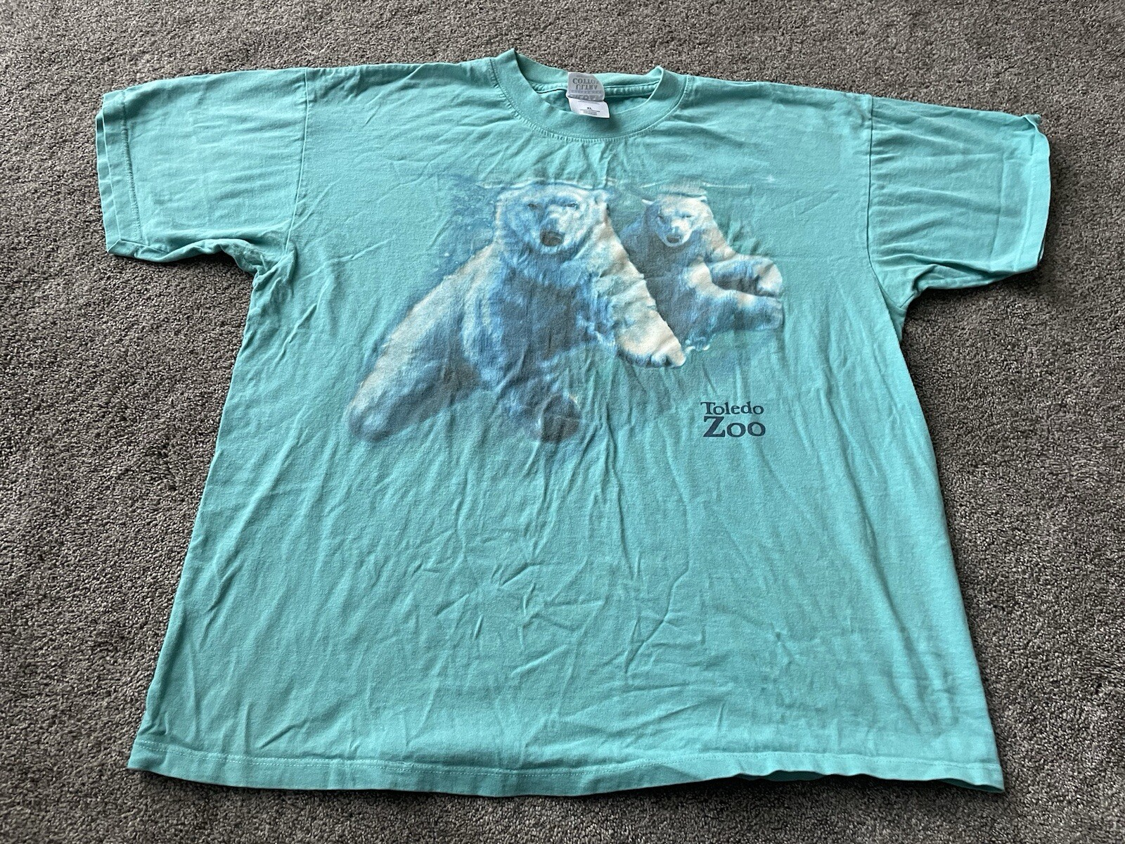 Vintage 90s Polar Bear Tee Mens XL Teal Toledo Zoo Wildlife Y2K Retro