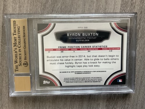 2015 Bowman Chrome Prime Position Autographs Byron Buxton 9.5 Gem Mint - Picture 2 of 2