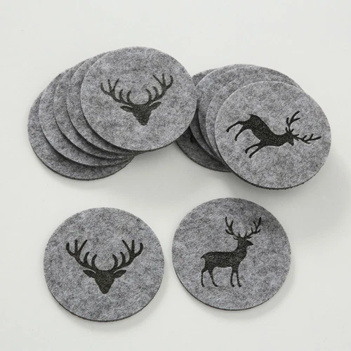 2-6x Tischset Platzset Hirsch Filz Rund Eckig Set Platzdeckchen Platzmatte Motiv - Bild 9 von 15