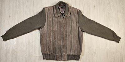 Colin St. Marx Zip Up Suede Sweater Leather Jacket Adult XL Korea Vintage Brown