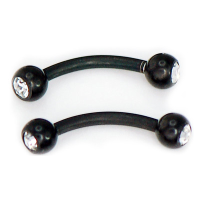 16g Curved Barbell 2pc 8mm 3mm balls Titanium Anodized Over Surgical Steel