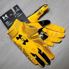Under Armour Men's F8 Sticky Glue Grip Tight Fit Football Gloves Size L Yellow
