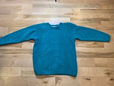 Vintage 80s CHAUS Sweater Aqua Blue pullover crew neck women  s M Shoulder Pads