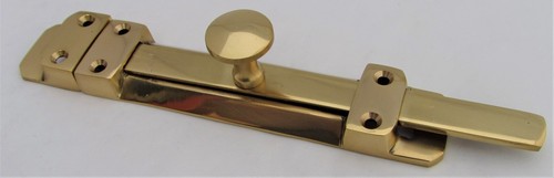 6 Zoll Messingoberfläche viktorianischer flacher Bolzen totes Schloss Sicherheit Fangriegel Bolzen Gold D1 - Bild 3 von 12