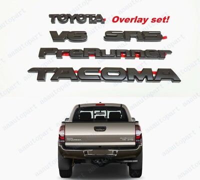 5PCS Overlay Kits Black Fit For Toyota Tacoma Prerunner V6 SR5 Nameplate Emblem