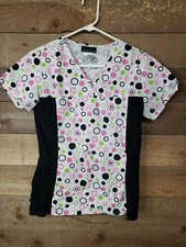 Cherokee Womens Polka Dot Scrub Top Size XS