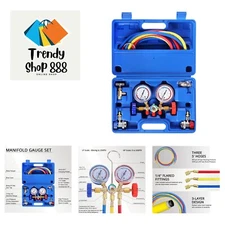 3 Way AC Manifold Diagnostic Gauge Refrigerant Charging Set for Air Condition...