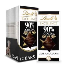 Lindt Excellence 90 Cocoa Dark Chocolate Bar 3.5 Ounce Pack of 12 Bars