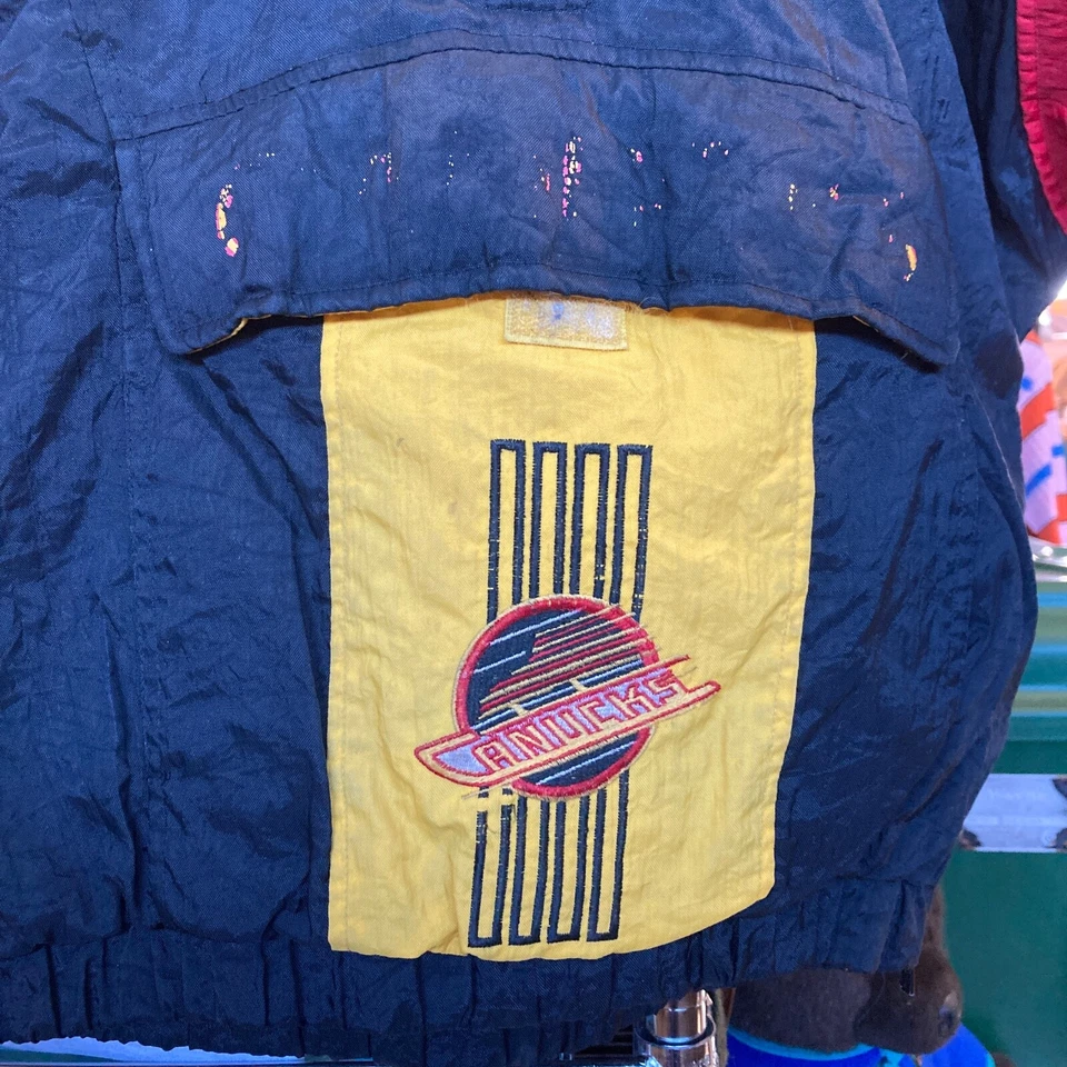 1990s Vintage STARTER Vancouver Canucks Kids Anorak Puffer Jacket NHL Hockey Foto 2 de 4