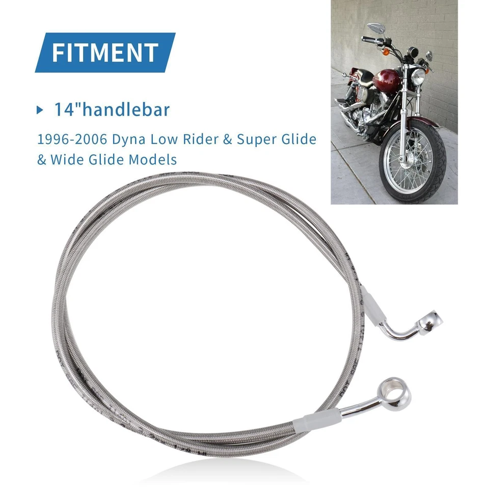 Linha de freio dianteiro 44" para Harley Dyna Low Rider Wide Super Glide 1996-2006 sem ABS - Imagem 2 de 4
