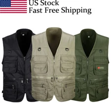 Men Tactical Vest Coat Photographer Waistcoat Mesh Multi Pockets Fishing Jacket
