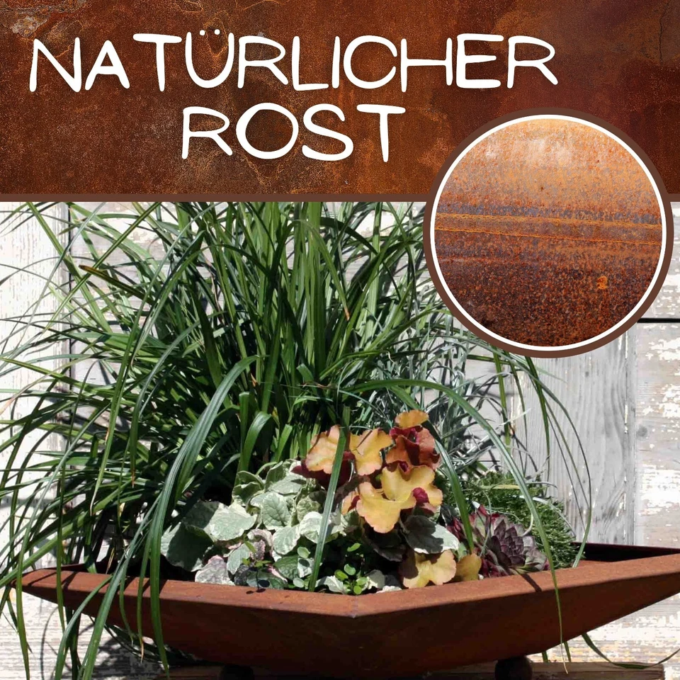 Metall Dekosäule Herzlich Willkommen mit Rost Schale 1 m Garten Deko Vintage - Bild 2 von 3