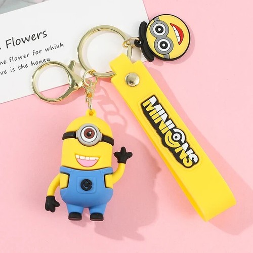 Minions Keychain Cartoon Toys Model Silicone Pendant Keyring Cosplay Chinese T - Picture 12 of 20