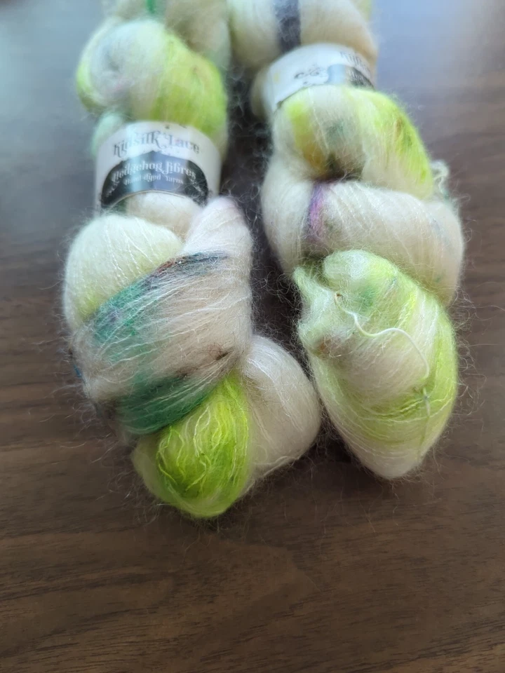 Set Of 2 Pesto Hedgehog Fibers Kidsilk Lace 420m/50g 70/30 Kid Mohair/Silk  - Image 2 of 3