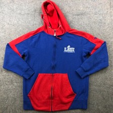NFL Hoodie Small Blue Red Super Bowl LIII Patriots Rams Sweatshirt Full Zip