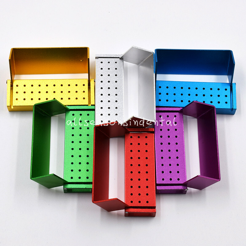 1×Dental Bur Burs Holder Block Disinfection Box Aluminum Autoclave 30Holes Black | UK