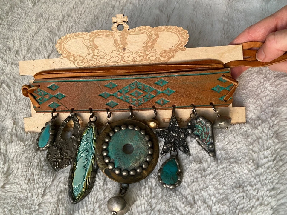 Gargantilla/Cinturón-OS Cuero Arte de Amy Turquesa Tribal Baratijas, Turquesa, Cerámica Foto 4 de 4