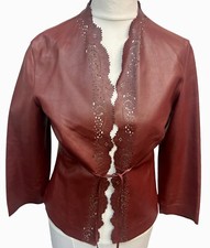 Gucci Tom Ford Burgundy Laser Cut Leather Jacket 38 Rare Vintage Piece