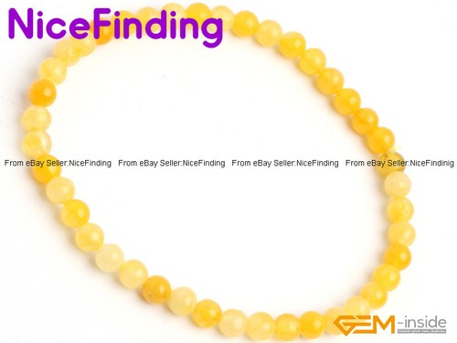 4mm Round Gemstone Tiny Bead Bracelet Fashion Jewelry Elastic Stretch 7.5" Gifts - Picture 59 of 120