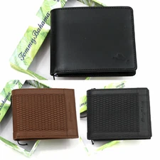 Tommy Bahama Wallet Bifold Genuine Leather Black, Tan