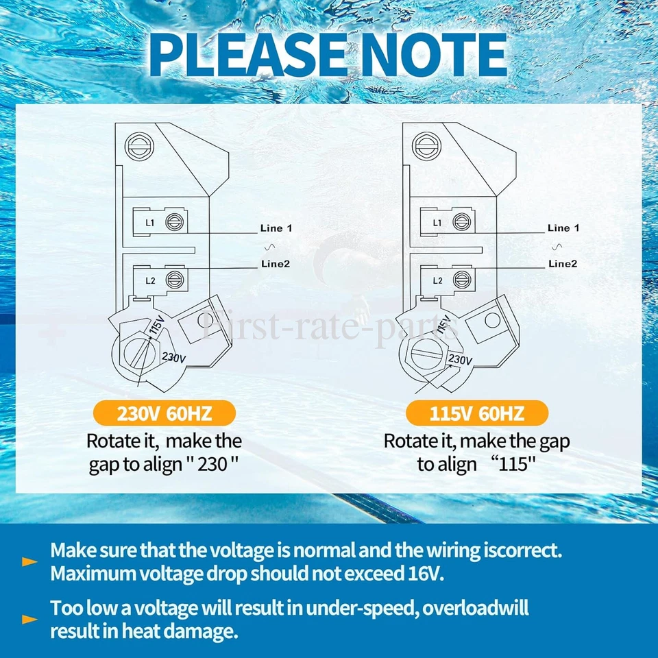 New B2853 B2853V1 1HP 230V / 115V Single Speed Square Flange Pool Pump Motor - Image 3 of 4