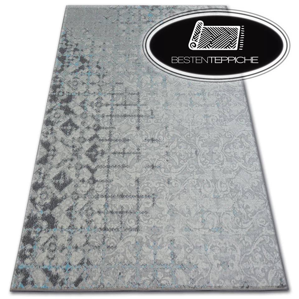 Tapis Moderne Gris Rectangulaire ACRYL Laine & Viscose « PATARA » Abstrait - Photo 1/1
