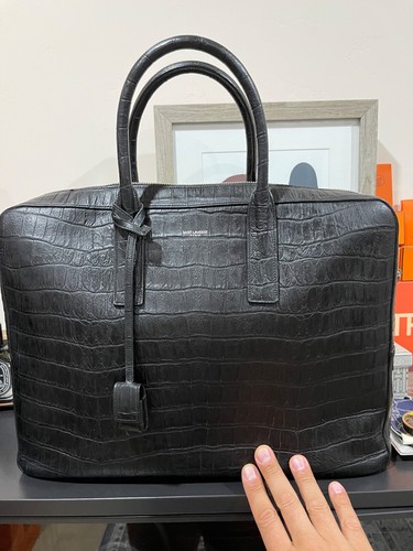 Saint Laurent Museum Flat Briefcase Crocodile Embossed Leather - Medium - Picture 11 of 12
